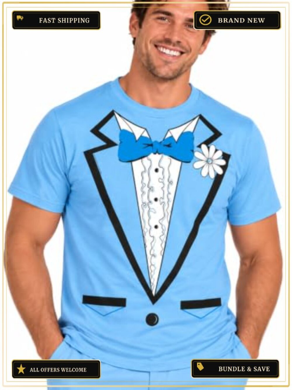 Men's Dumb and Dumber Tuxedo Graphic Tee Funny Vintage T-Shirt Costume